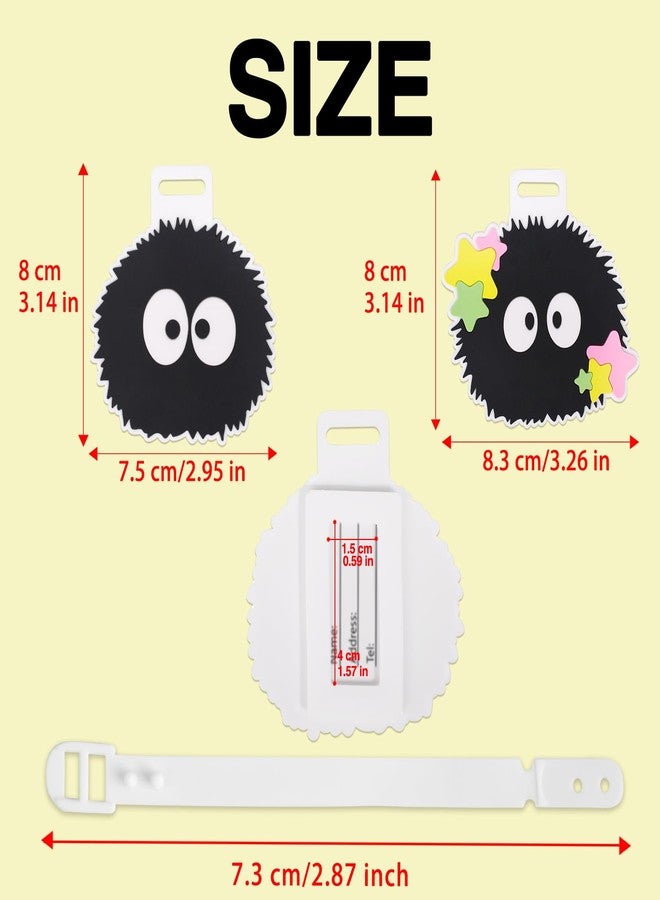 Pounchi Cute Soot Sprite Luggage Tags (4 Pack) Anime Merch for Luggage Travel Bags Suitcases Identifiers Name Luggage ID Tags for Teens Kids - Image 2